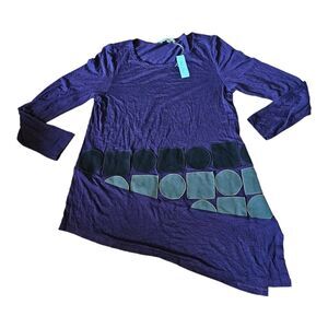 Redwood Court Asymmetrical Tunic Small NWT Geometric Patchwork Artsy Long Sleeve